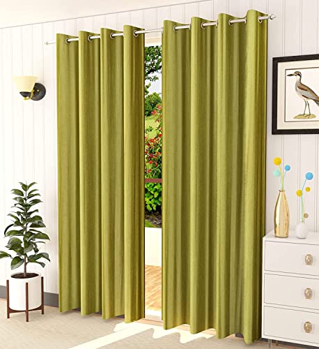 Image of Curtains 9 Feet Long for Living Room - Long Door Curtains Set 1 Pcs Panel, Solid Parda for Home Decor & Office Green Colour 9 feet (48 x 108 Inch) - 1 Pcs