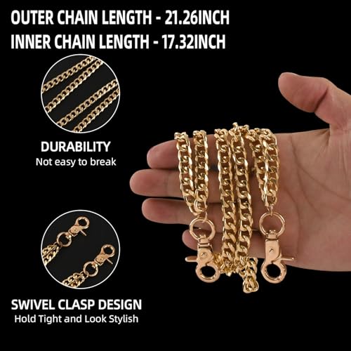 Image of Hip Hop Wallet Chain - Heavy Duty Keychain for Belt Loops, Jeans & Pocket Use - Men's /Women Gifts - Gold