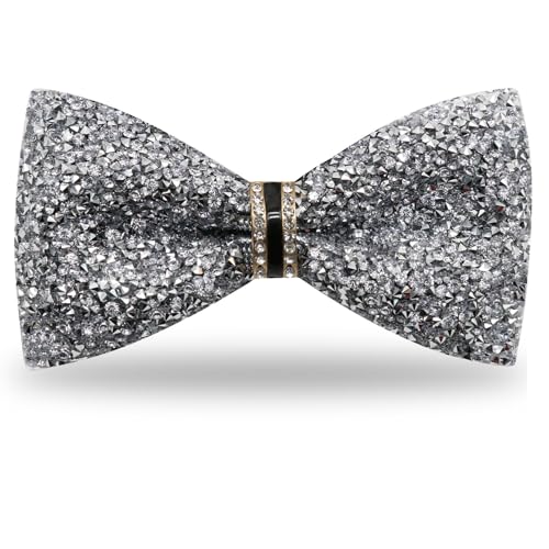 Image of Mens Rhinestone Bow Tie Pre-Tied Bow Ties for Men Adjustable Sparkle Sequin Bowtie Party Wedding