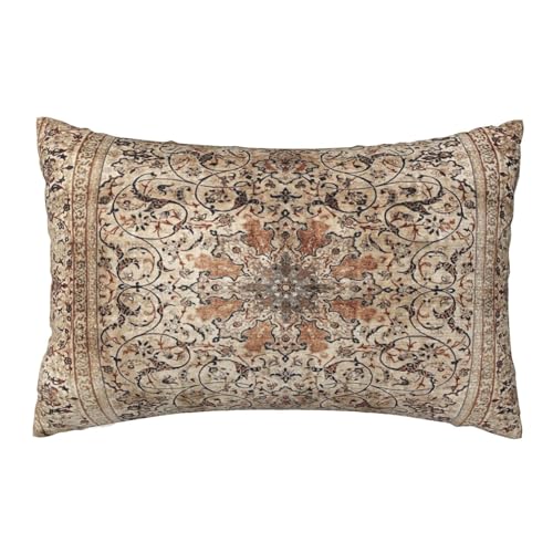 Silk Esfahan Persian Carpet Print Pillow Covers Decorative Lumbar Throw