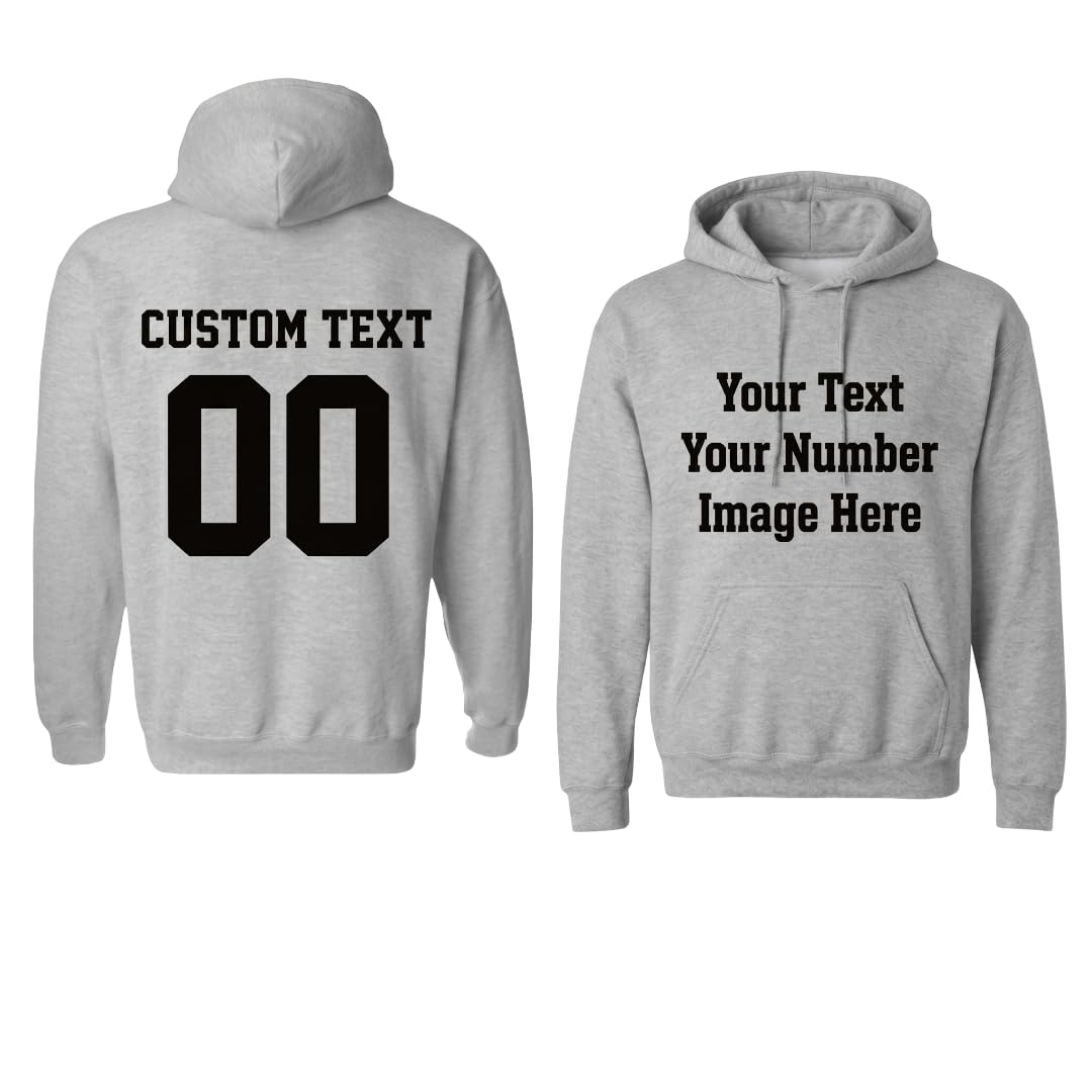 CRAZYDAISYWORLD Custom Hoodie Personalized Front & Back Text Number Unisex Pullover for Adults Kids Casual Wear