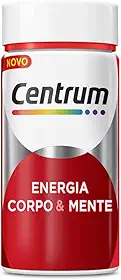 Centrum Energia, Corpo e Mente Multivitamínico com Cafeina, Vitamina B12 e Magnesio, 60 Cápsulas