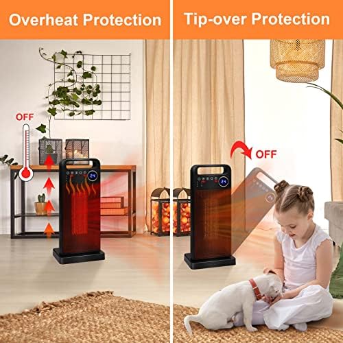 Heater 2000W. Dericam Electric Heater for Home. PTC Ceramic Space Heater with Thermostat, Overheating & Tip-Over Protection,12H Timer,LED Display and Remote Control,3-Mode 3-Speed