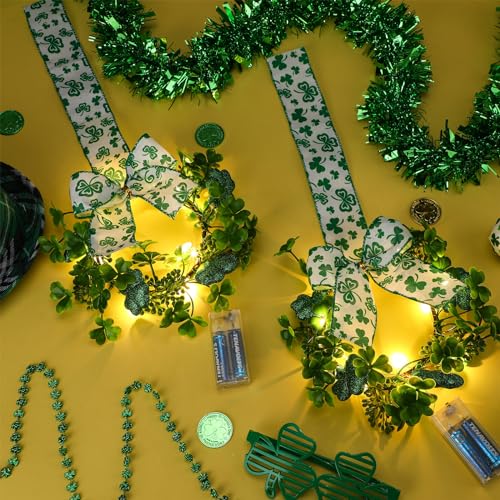 Syhood-2-Pieces-9-Mini-St-Patricks-Day-Shamrocks-Wreath-for-Front-Door-St-Patricks-Day-Decorations-Greenery-Wreath-Kitchen-Cabinet-Wreaths-with-Ribbon-for-Porch-Wall-Window-DecorShamrock-Style Syhood 2 Pieces 9 Mini St Patricks Day Shamrocks Wreath for Front Door St Patricks Day Decorations Greenery Wreath Kitchen Cabinet Wreaths with Ribbon for Porch Wall Window DecorShamrock Style