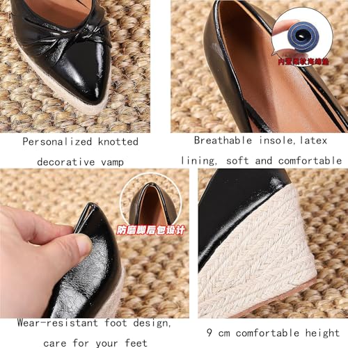 Aceptolcom Women's Closed Toe Wedges Pumps Comfort Casual Pointed Toe Slip On Wedge Espadrilles Platform Heels Dress Shoes for Party Work Evening2