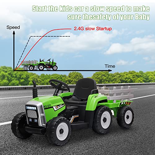 Sehomy XMX611 Kids Ride On Tractor With Trailer And 25W Dual Motors, 12V Battery Powered Electric Kids Car Vehicle Toys thumb #2
