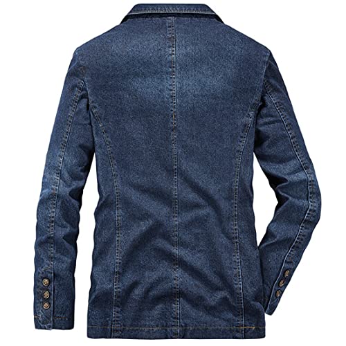 ebossy Men's Classic 2-Button Blazer Notched Lapel Distressed Denim Jakcet Sport Coat2