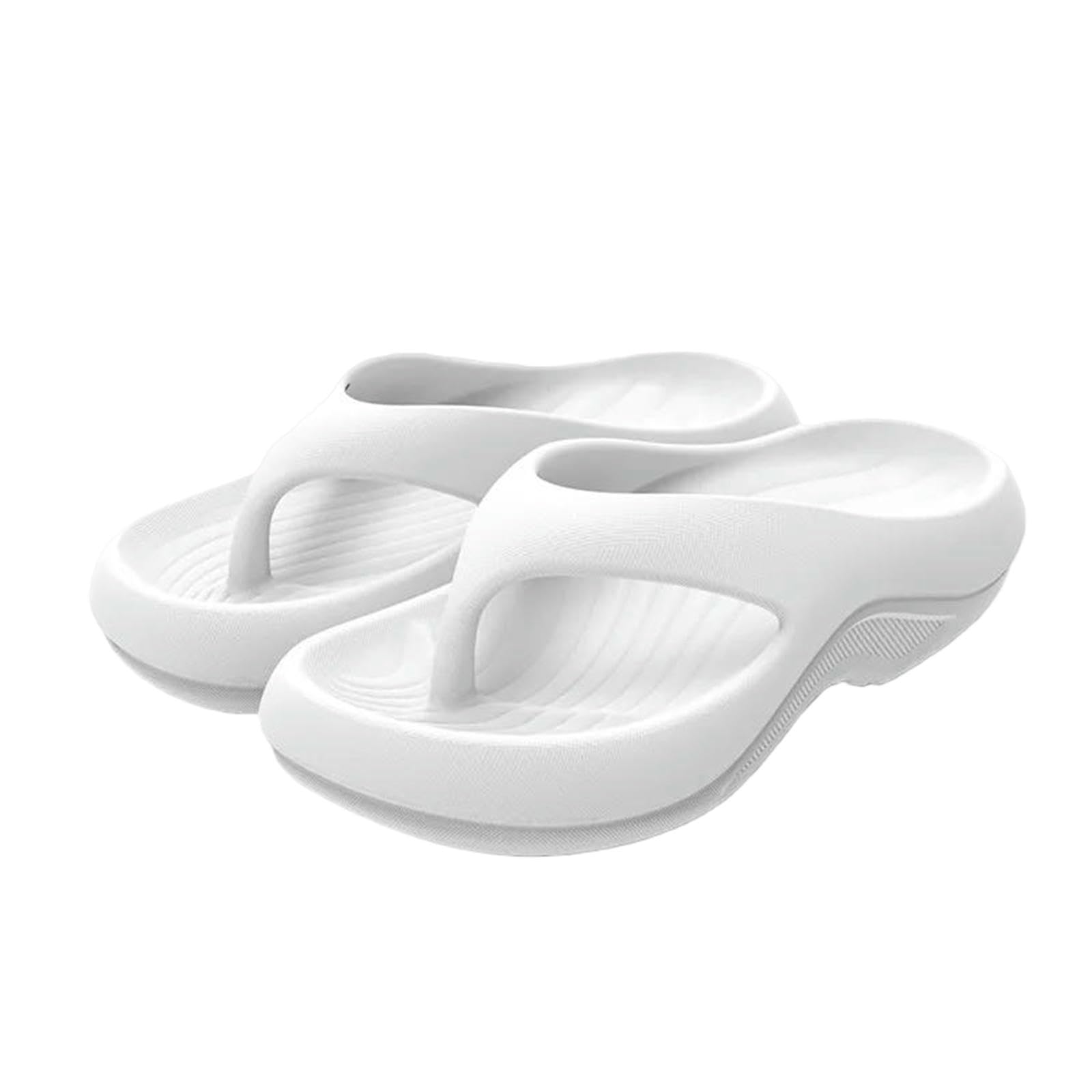 Gyios Flip Flops Men Casual Thick-soled Flip-flops For And Women In Summer Outdoor Wear Pinch Feet Fashionable Beach Cool Slippers-white-44-45