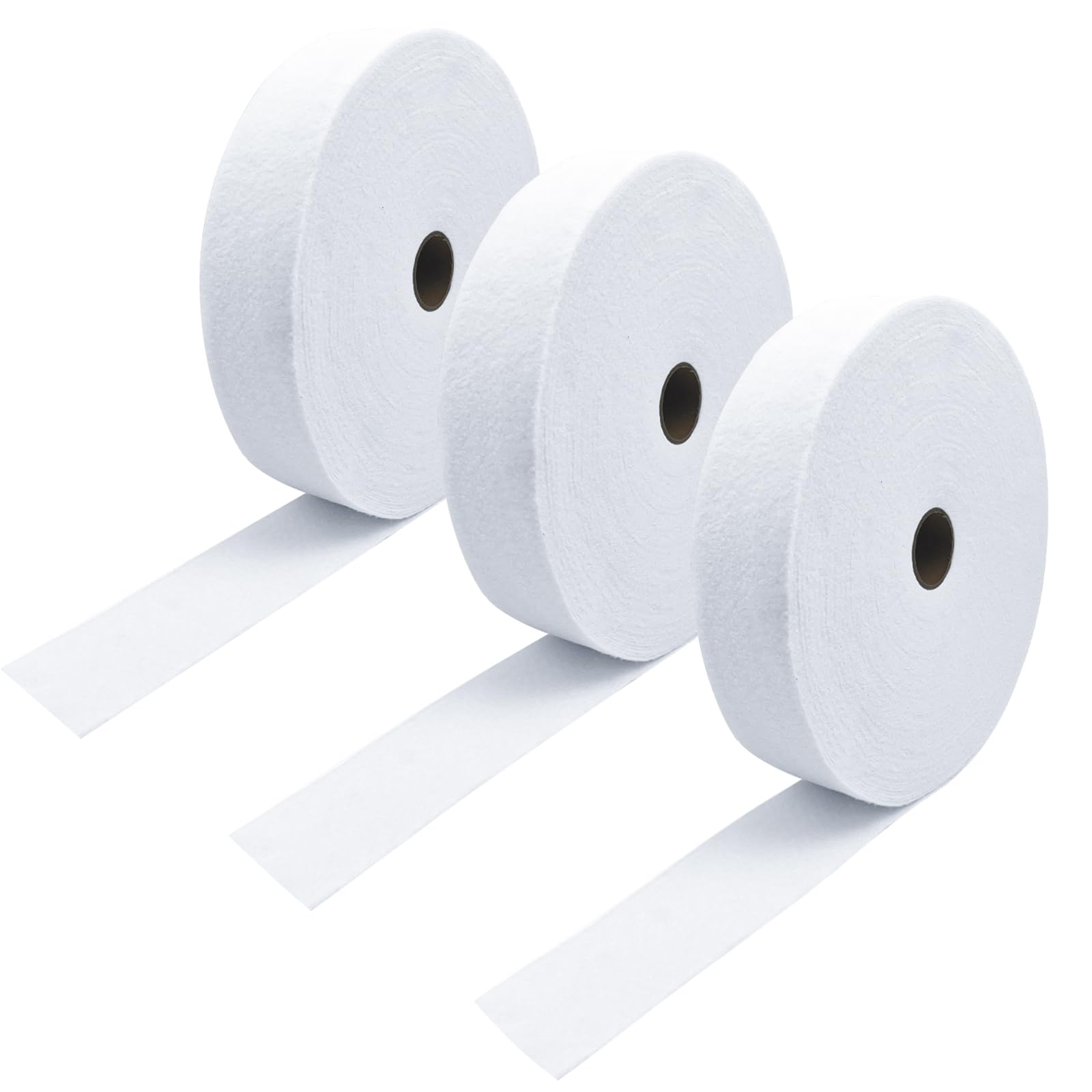 Foxtell 3 Rolls Cotton Blend Batting on a Roll 2 1/4 in×50 Yard Jelly Roll Rug Batting Quilt Batting by a Roll Batting for Upholstery Cotton Rolls for 2 1/2 Batting Strips, Jelly Roll Rug, White