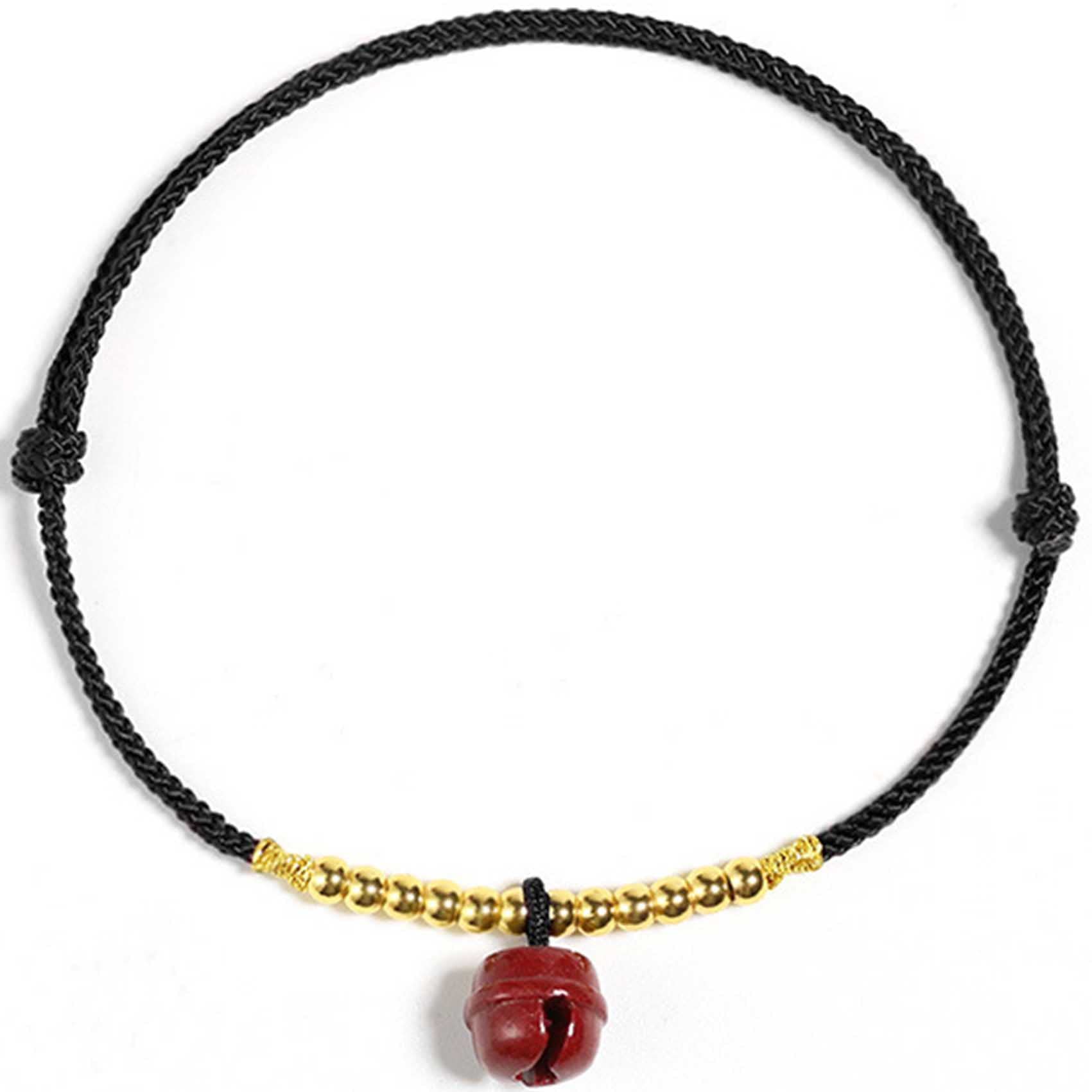 Pulsera Feng, Feng Shui Hilo Rojo Tobillo Cinabrio Campana Colgante Amuleto De La Suerte Cordón Hecho A Mano Pulsera De Pie Joyería De Amuleto De La Fortuna Ajustable Tobillera para Mujer