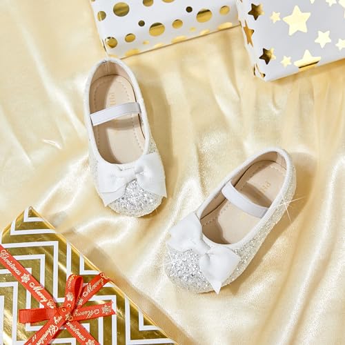 Image of PHIRAMIN Toddler Flower Girl Dress Shoes - Little Girl Ballet Flats Bow Wedding Party
