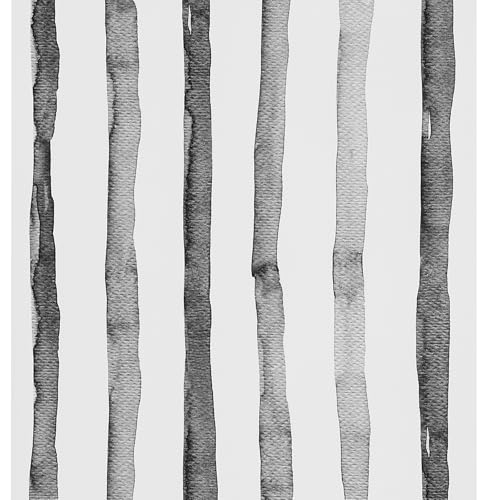 FENTIS Schwarz Breite Streifen Effekt Selbstklebende Tapete Weiß Abziehen und Aufkleben Kontaktpapier Klebrige Rückseite Plastik Vinylfolie Rollen für Küche Theke Wasserdicht 44.5x500cm