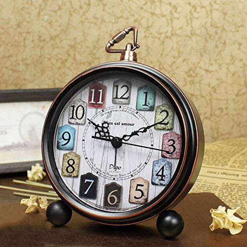 Maxspace Desk Clock, Battery Operated Retro Vintage Non-Ticking Small Alarm Clock, Quartz Movement Hd Glass Silent Table Clock For Bedroom Living Room Indoor Decoration Kids #TOP2