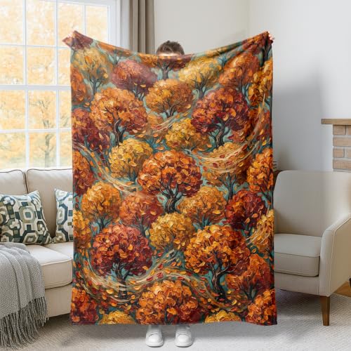 Jeté de lit douillet automne orange pour des soirées chaleureuses