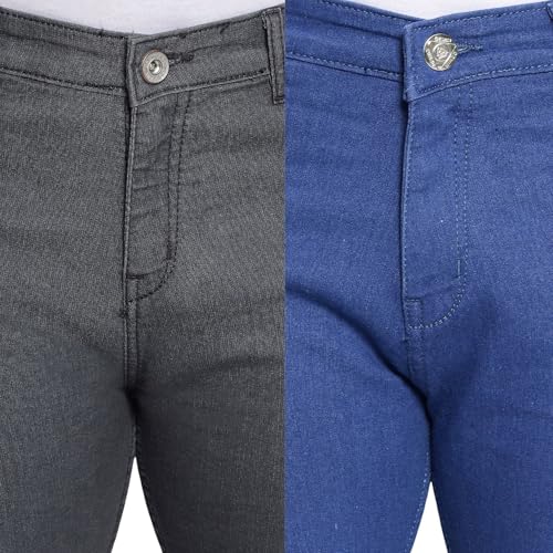 Image of DAIS Men's Stretchable Slim Fit Mid Rise Jeans, Pack of 2, (Combo of 2 Jeans)