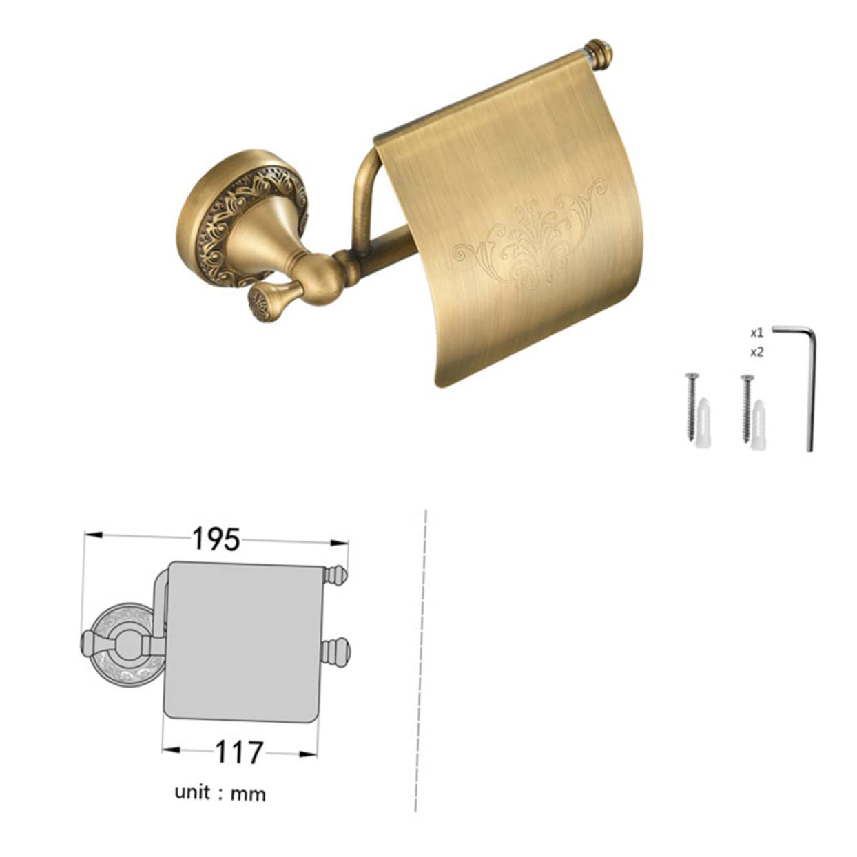 Portarotolo Carta Igienica in Rame Stile Europeo Retrò Oro | Montaggio a Parete, per Bagno e Hotel, Design Antico dal Profilo Raffinato