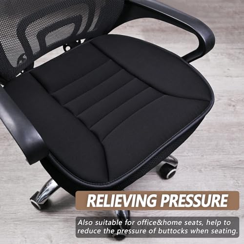 Image of MYFAMIREA 2PCS Car Seat Cushion Pad 1.2 inch Thick Comfort Seat Protector for Car Driver Seat Office Chair Home Use Memory Foam Seat Cushion with Non Slip Bottom, 20'' x 18.5'', Black