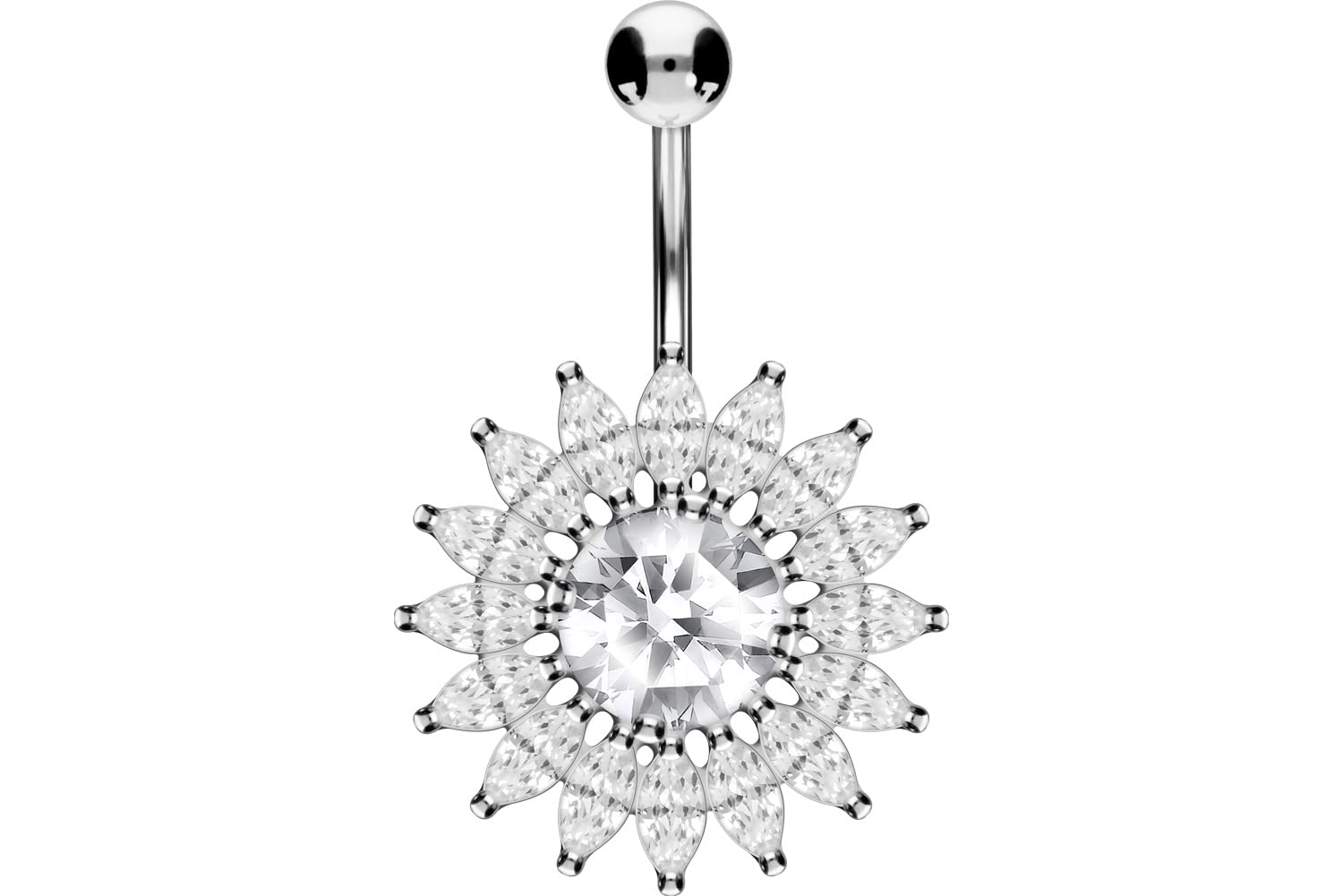 PIERCINGLINE Piercing de ombligo de titanio con diseño en plata 925 SUN banana selección de color bananabell