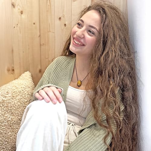 Lebensquelle Plus Tigerauge Tropfenanhänger | Gebohrter Trommelstein Tropfen Anhänger mit Baumwollband | Hochwertiger Edelsteinanhänger