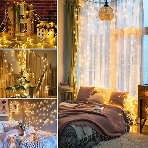 Gresonic 33Ft 100 Led String Lights Indoor Outdoor, Warm White Christmas Lights Clear Wire, 8 Modes Waterproof Twinkle Fairy String Lights Plug In For Tree Room Bedroom Wedding Decorations #TOP6