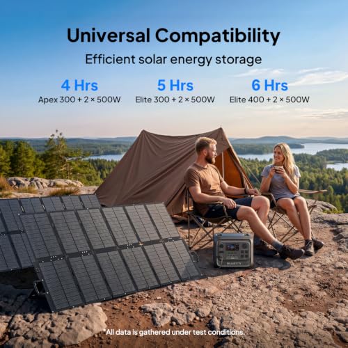 Image of BLUETTI 500W Portable Solar Panel, 25% High Efficiency, IP67 Waterproof | for Power Station Elite 300 /Elite 400 /Apex 300 with Adjustable Kickstand, Foldable Solar Power Backup for RV, Outdoor Camping