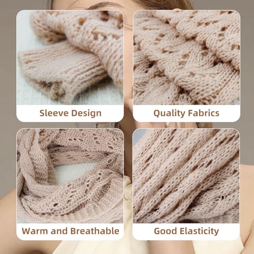 Scarf with Sleeves for Women, Fashion Warm Knitted Cable Wraps Multifunctional Sweater Scarf Shawls for Fall Winter3