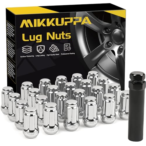 Image of MIKKUPPA M12x1.25 Wheel Lug Nuts, Chrome 24PCS Closed End Spline Lug Nuts | Replacement for 2005-2015 Nissan Armada, 2004-2019 Titan, 1995-2004 Pickup Aftermarket Wheel