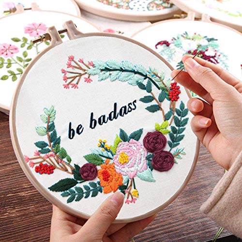 Image of Louise Maelys Inspirational Flower Embroidery Kit for Beginners Handmade | Complete Set with Cross Stitch Kits for Adults to Explore DIY Crafts. Needlepoint Kit for Handmade Gifts