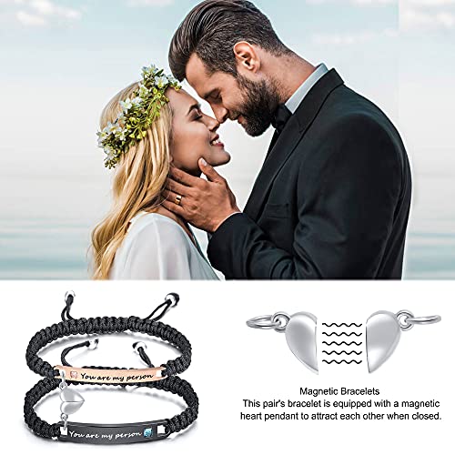 XUANPAI Personalized Matching Bracelets for Couples,Handmade Long Distance Bracelets with Cubic Zirconia,Custom Adjustable Bracelets for Women Men,Valentine's Day Gift - Image 4