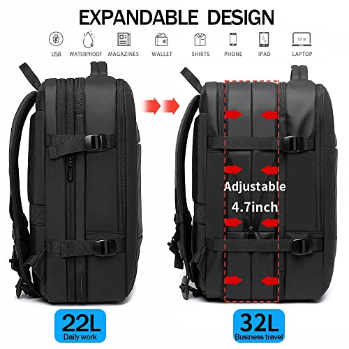 32L Travel Backpack For Men,Flight Approved Carry On Backpack For International Travel Bag, Water Resistant Durable 17-Inch Laptop Backpacks,Large Daypack Business Weekender Luggage Backpack For Women #TOP3