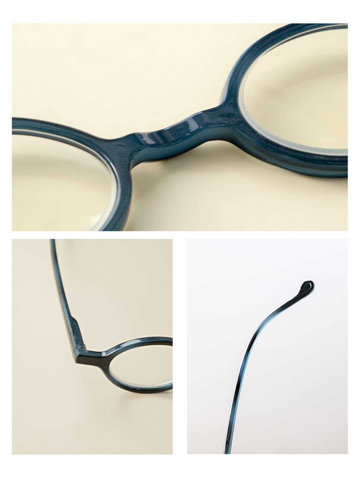 Retro Małe Okrągłe Okulary Do Czytania Blokujące Niebieskie Światło, Damskie Męskie Okulary Do Czytania Ze Sprężynowymi Zawiasami Bookworm/Blue/1.5