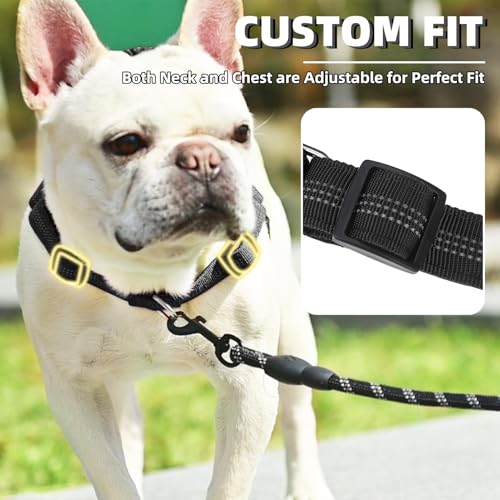 Image of PUPTECK No Pull Dog Harness Small Sized Dog, Adjustable Reflective Pet Vest Harness with Bungee Handle, Escape Proof No Choke Harness for Small Dogs Walking Training, Black S