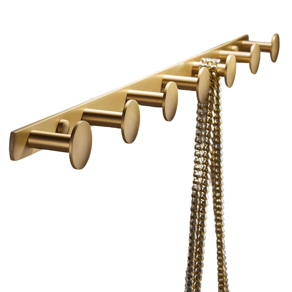 ZHOUXIAO Retro Brass Coat Rack Wall Mounted with Hooks, Brushed Nickel Heavy Duty Coat Hook Rail, Robe and Towel Hooks Rack for Bathroom, Entryway, Mudroom, Hats 3hook