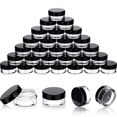 5 ml/ 5 Gram Cosmetic Containers 100 Pieces Plastic Sample Containers with Lids Round Pot Jar for Lip Balm and Lotion