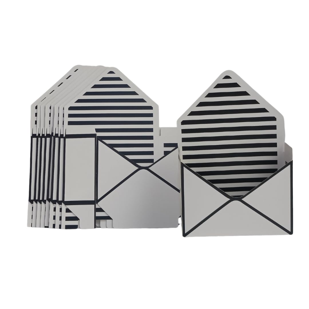 Oasis Pack of 10 Folding Envelope Boxes – Eco-Friendly Flower Gift Bags for Bouquets, Florist Supply, Floral Arrangements Gift Hampers – Paper Bouquet Boxes for Rakhi, Birthday, Diwali, Wedding, Party & More - Black White