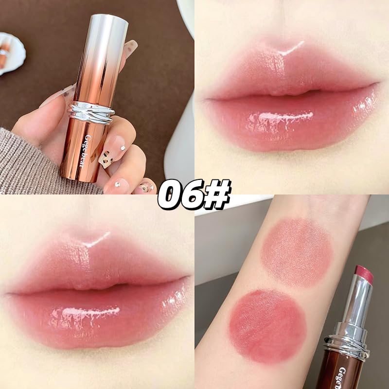 Image of Gege Bear Aqua Essence Lipstick | Smooth Glide | Long-Lasting | Moisturising & Glossy Wear | Full Lip Coverage | High Shine Finish | Gives Fuller-Lip Effect & Extra Hydration| Cruelty-Free (06#Deep Berry Red, 3.3g)
