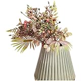 Ramo artificial de hierba de Milán de hojas de plátano, flores artificiales de plástico para decoración moderna del hogar y fotografía (rosa)