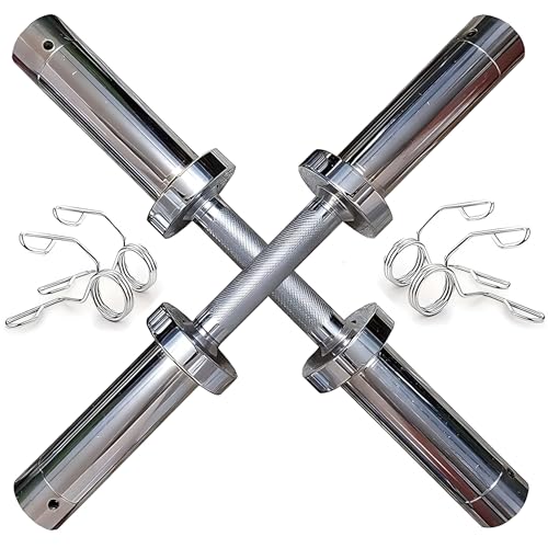 Zipzell® Sports Olympic Dumbbell Rod, 50 mm, Set of 2 with 4 Spring Locks, Chrome