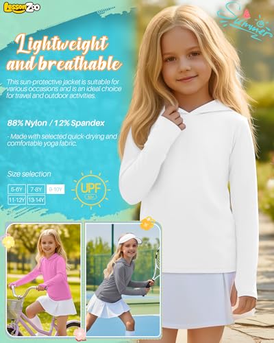 Image of 3 Pack Girls Sun Protection Swim Shirts UPF 50+ Long Sleeve Rash Guard Lightweight Quick Dry Hoodies with Thumbhole
