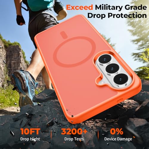 Image of SUPFINE Magnetic for Samsung Galaxy S26 Plus Case with Screen Protector, (Built-in Magnets) (Military Grade Drop Protection) Slim Translucent Shockproof Phone Case,Orange