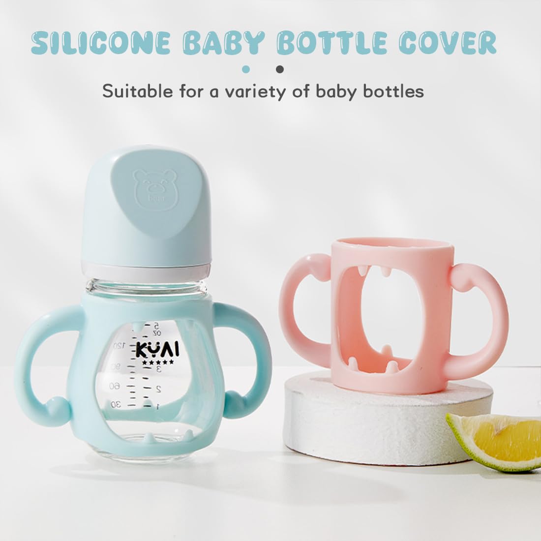 2 Pezzi Manici per Biberon,Manico Per Biberon Silicone,Manico Plastica Per Biberon,Biberon Baby Feeding Portaborraccia,per Biberon Standard a Collo Largo