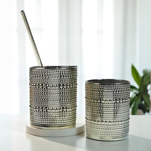Image of SASASA Vintage Hobnail Bubble Glass Set | Drinking Glasses for Water, Juice, Cocktails | Set of 6, 300ml (11164)
