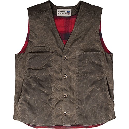 Image of Stormy Kromer Waxed Button Vest with Flannel Lining, Men's Sleeveless Outerwear Vest