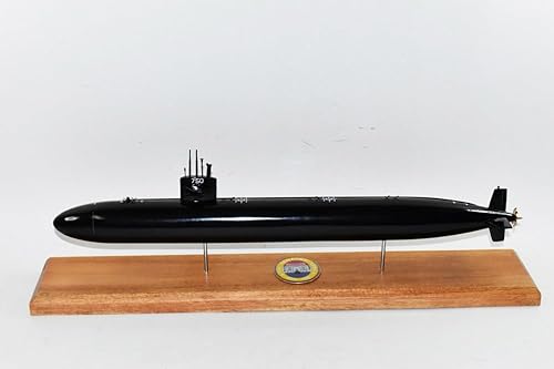 Squadron Nostalgia LLC USS Newport News SSN-750 (casco negro) Modelo de submarino, azul marino, modelo a escala, caoba, 20 pulgadas, Clase LA