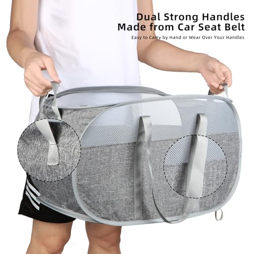 Image of 100L Collapsible Laundry Baskets, Tear Proof Pop Up Laundry Hamper with Dual Handles, Large Foldable Laundry Basket, Easy to Carry Laundry Hamper for Home, Laundry Room, Bedroom, Dorm, Travel Grey