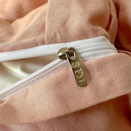 Image of VM VOUGEMARKET Romantic Ruffle Floral Duvet Cover Set Twin,Ultra Soft Double Layer Cotton Plush Pink Bedding Set,Vintage Cottagecore Aesthetic Botanical Comforter Cover for Teen Girls
