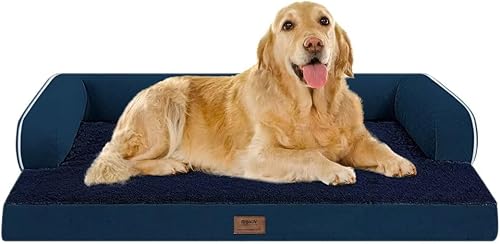 Miniatura 92 de Cama ortopédica extra grande para perros impermeable: cama de espuma viscoelástica para perros XL y extra grandes, sofá sofá, lavable con funda Azul