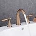 Beelee Deck Mounted Three Holes Double Handles Widespread Bathroom Sink Faucet, Antique Brass Finished
