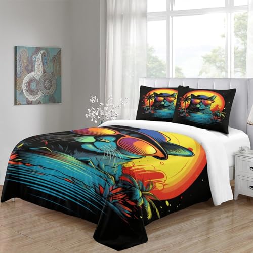Parure de lit chat 3D Super King 260x220 avec housse microfibre douce