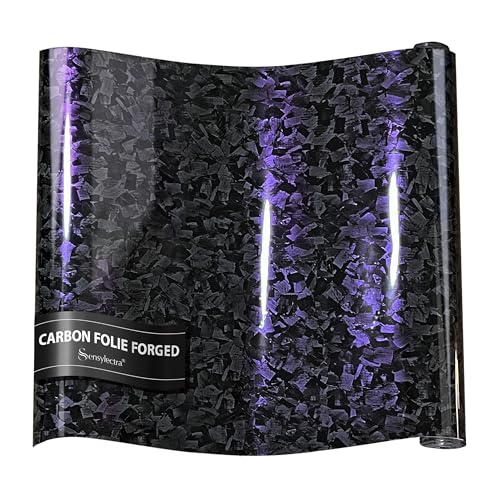 Sensylectra Carbon Folie Forged 150 * 30cm Geschmiedete CarbonFolie Autofolie Selbstklebend Schmiedeoptik-Autofolie (Schwarz-Lila-Gradient)